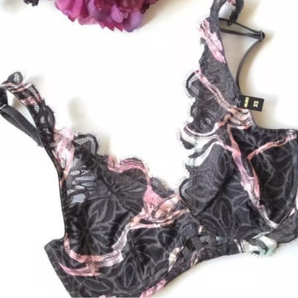 Victoria Secret Date Unlined Bralette Bra Large Underwire Lace Cup Convertible